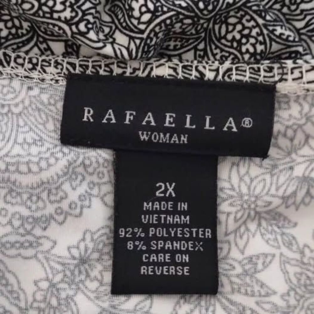 2X Tunic/ Blouse Rafaella Long Sleeve Black & White Floral Print crisscrossC5769 - Picture 5 of 5